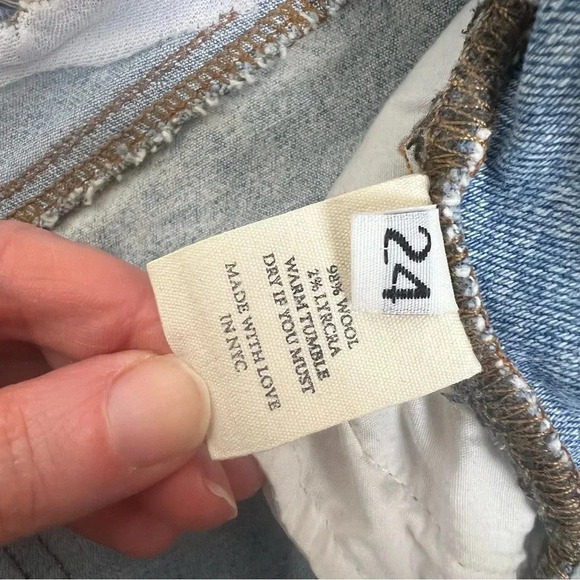 Miaou Distressed Tommy Grommet Hole Straight Leg Jeans Light Wash Size 24 - Picture 6 of 6